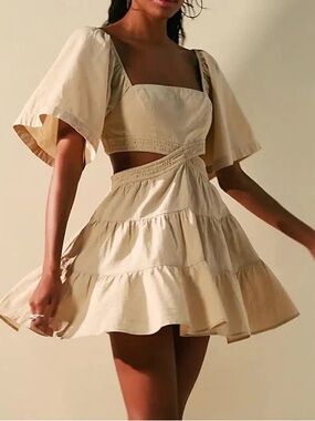 Free People Cross of Light Mini Dress, XS, peach sands